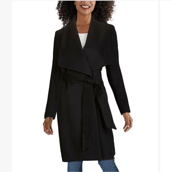 Cole Haan Jackets & Blazers - NWT Cole Haan Black Wool Blend Belted Coat Size 12